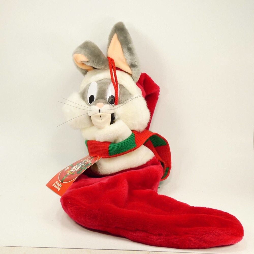 Vintage 1997 Bugs Bunny Plush Christmas Stockings Warner Bros. Studio YJJ1D